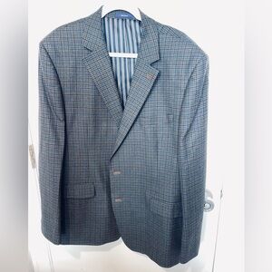 Stafford mens tweed brown 60% wool elbow patch trendy blazer sz 48R jacket prep